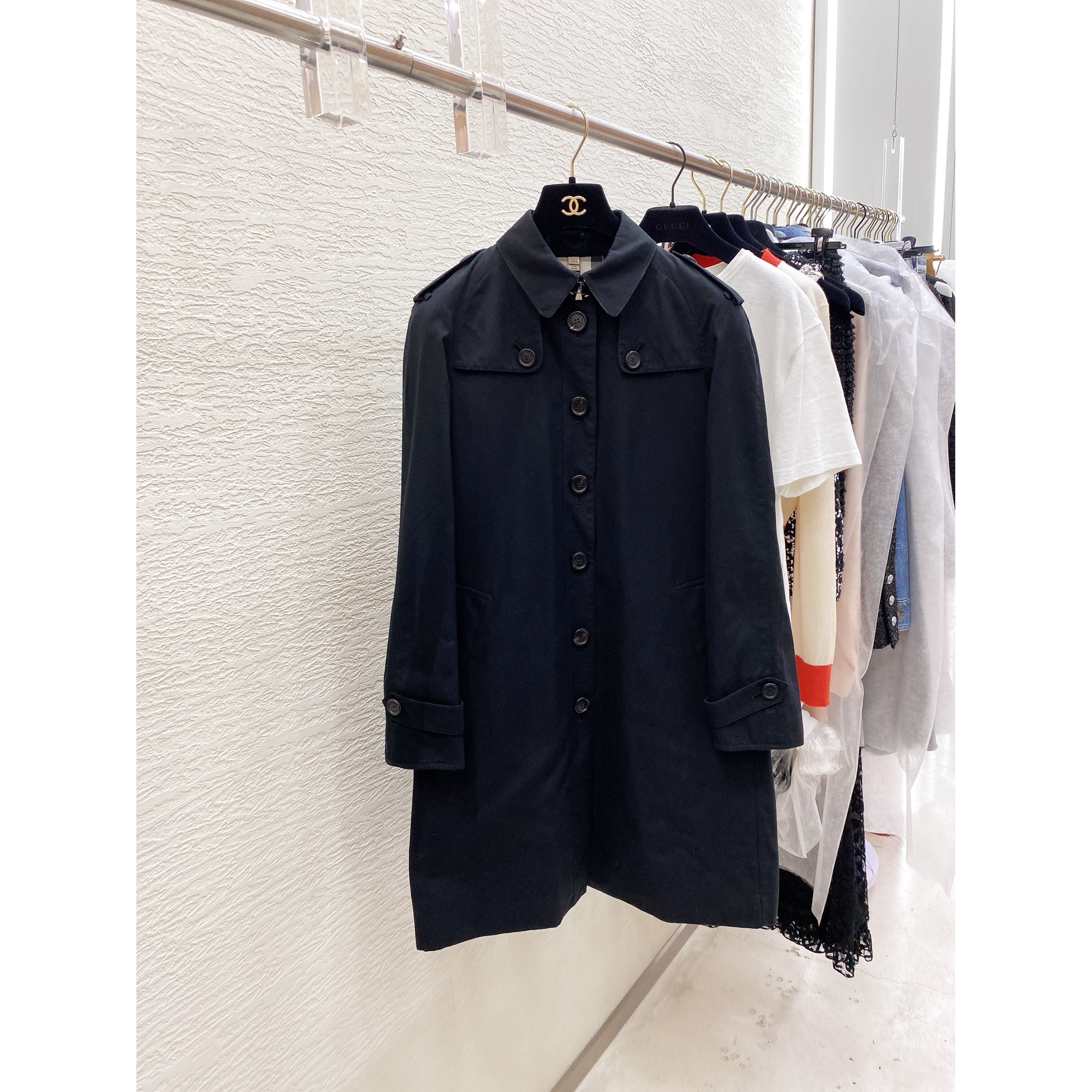 99新 BURBERRY/博柏利 burberry女士风衣外套 黑色韩版宽松收腰带