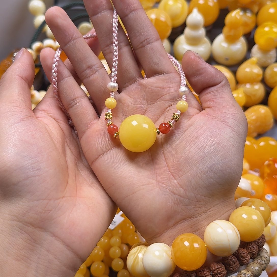 琥珀珠宝奇石未镶嵌锁骨24mm