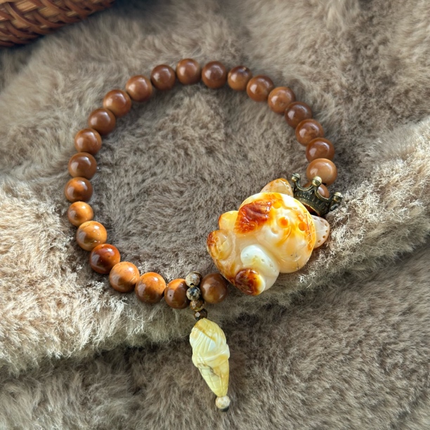 吉月蜜蜡花蜡冰淇淋招财猫库克手串