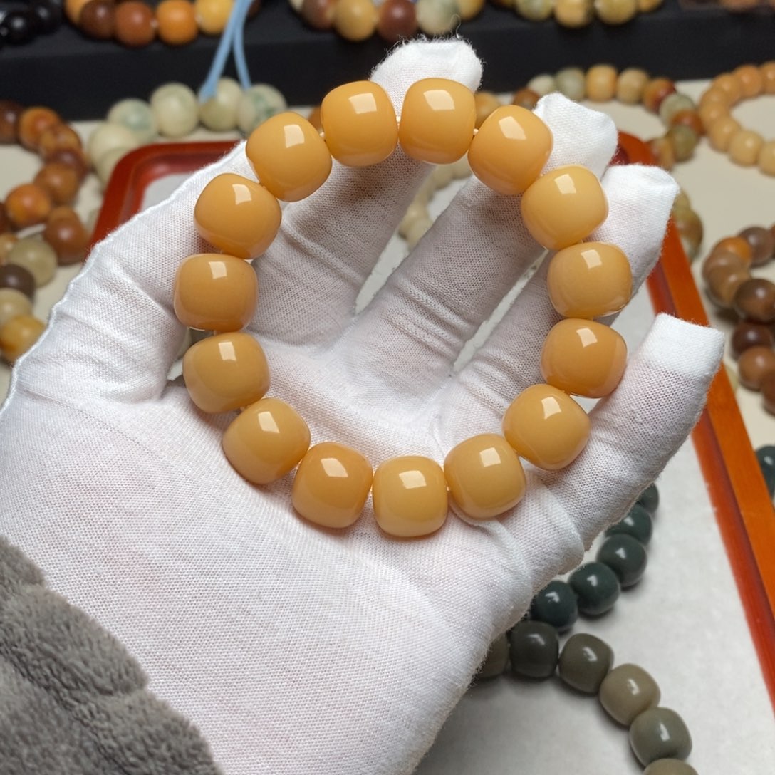 菩提根/象牙果手串卡15风化黄色
