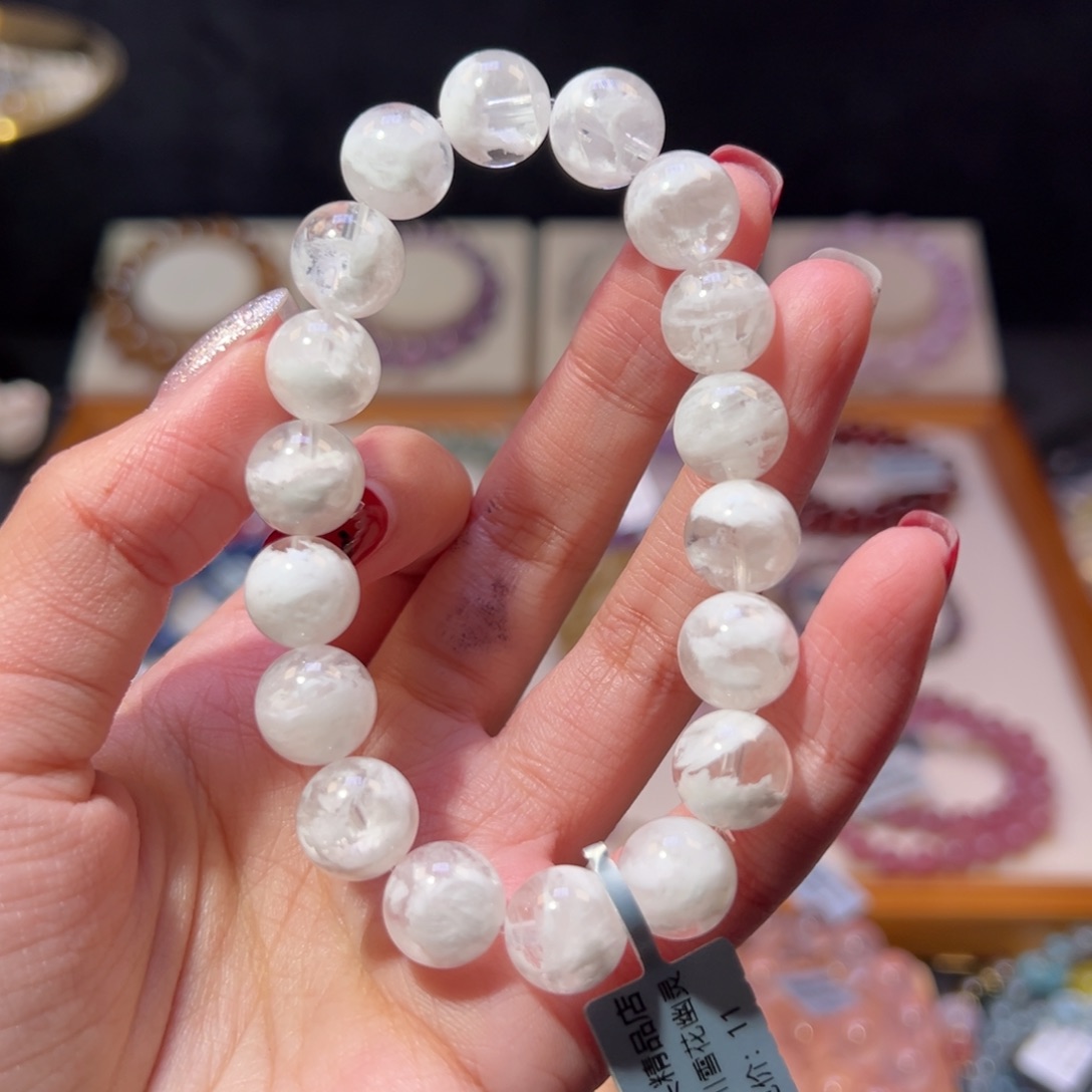 水晶手串未镶嵌?****?11m收藏级冰川体雪花幽灵