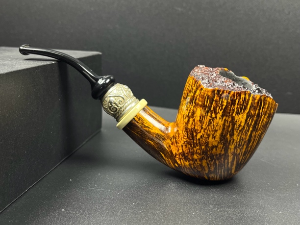 丹麦吉普森典藏银圈6石楠木手工烟斗（内径21.3斗深49.7长156.2