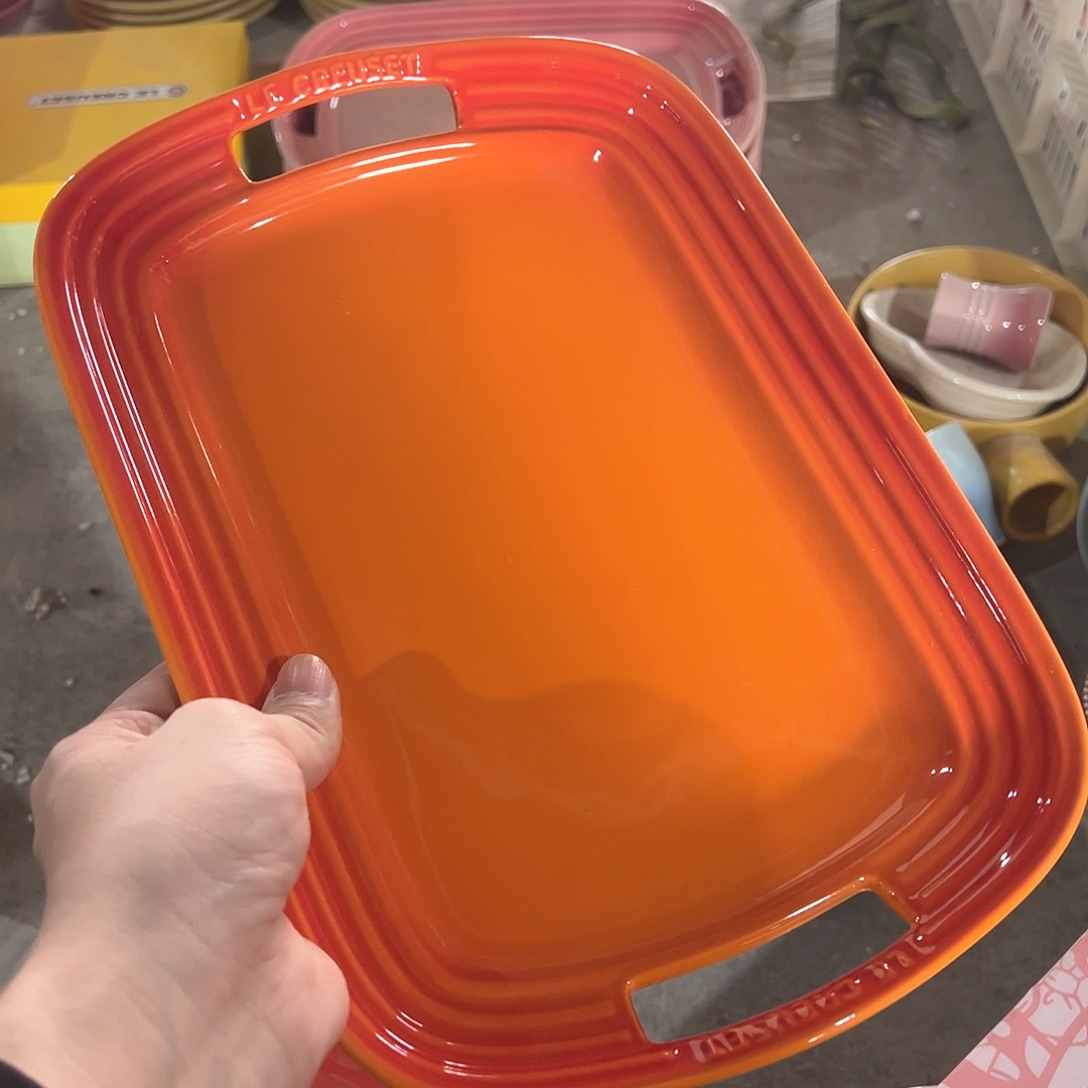 陶瓷 微 双耳托盘 橙色色色色