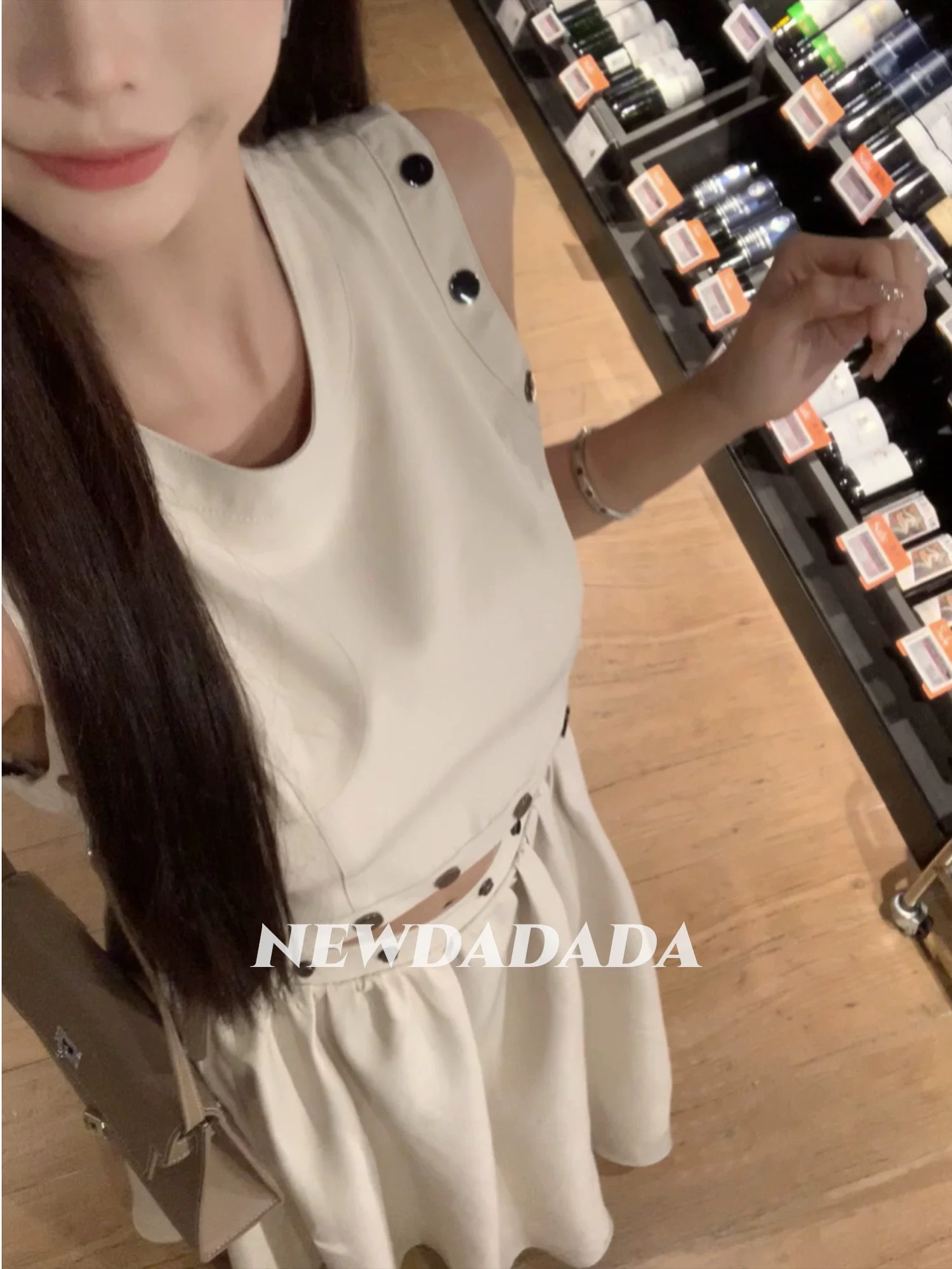 9钉扣夏装搭配一整套高级感法式背心短上衣半身裙两件套装裙