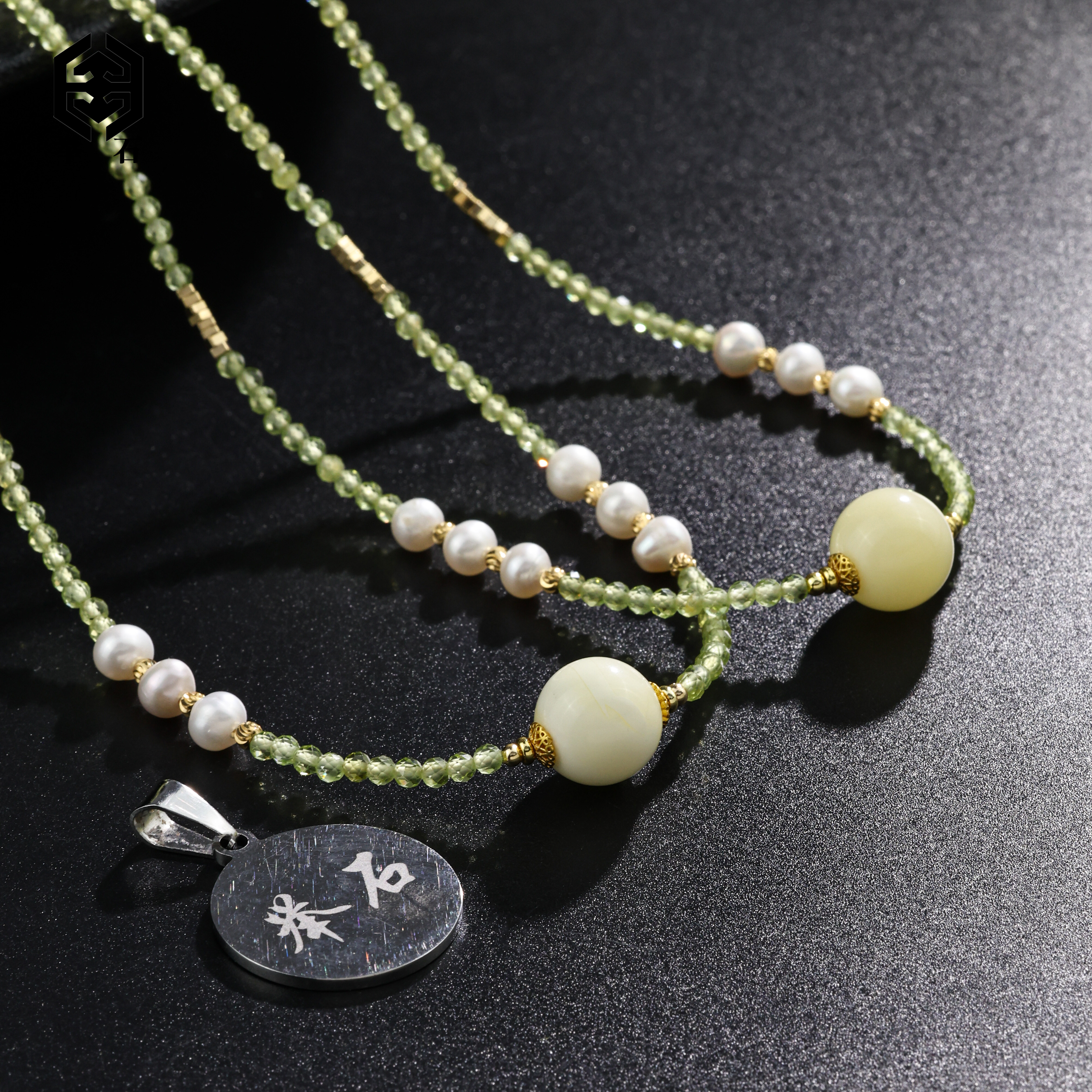 【举石精选】X0629-409-49橄榄石合金项链一件/多样性发/约2mm）R