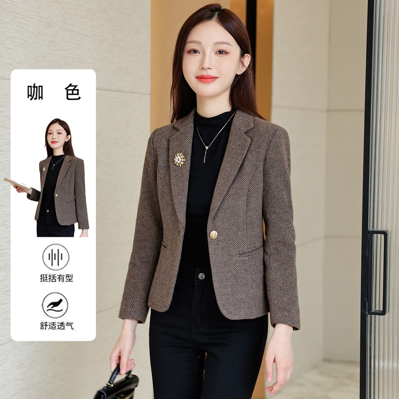 含羊毛毛呢小个子短款小西装外套女2025秋冬新款气质洋气西服外套