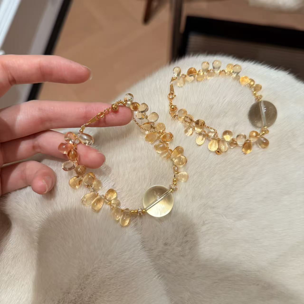 S925银巴西黄水晶手串手链 多样性发其一ZQ115