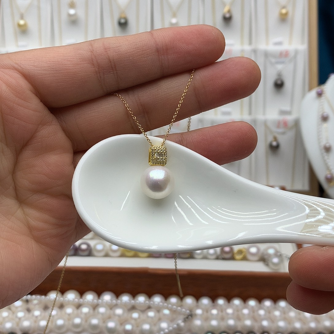 银S925镶嵌吊坠(不含链)淡水珍珠