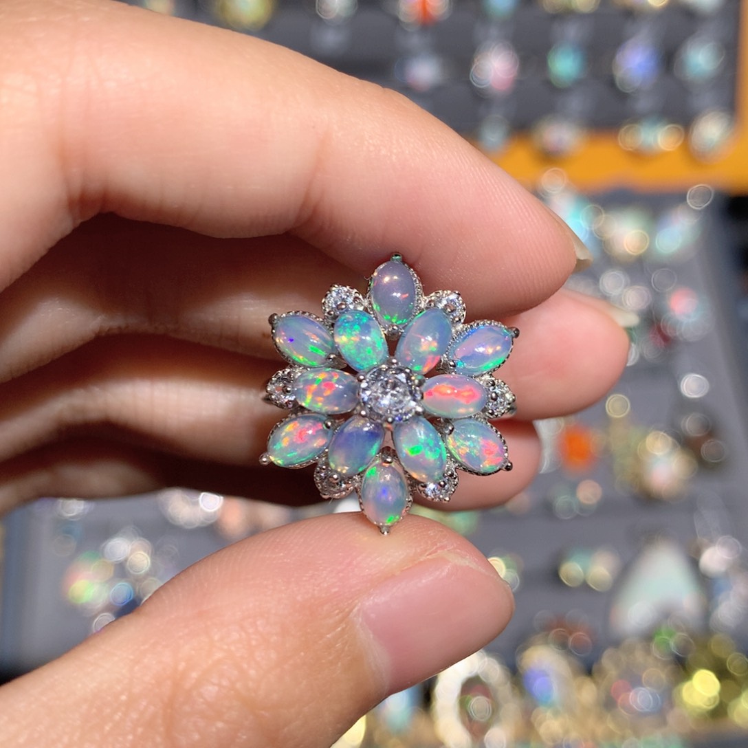 欧泊银S925镶嵌欧泊戒指y