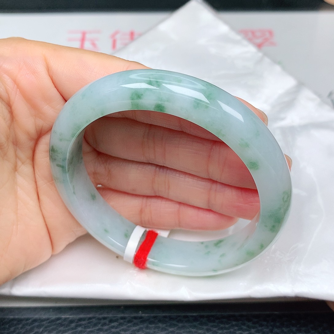 未镶嵌手镯翡翠冰润小绿花13