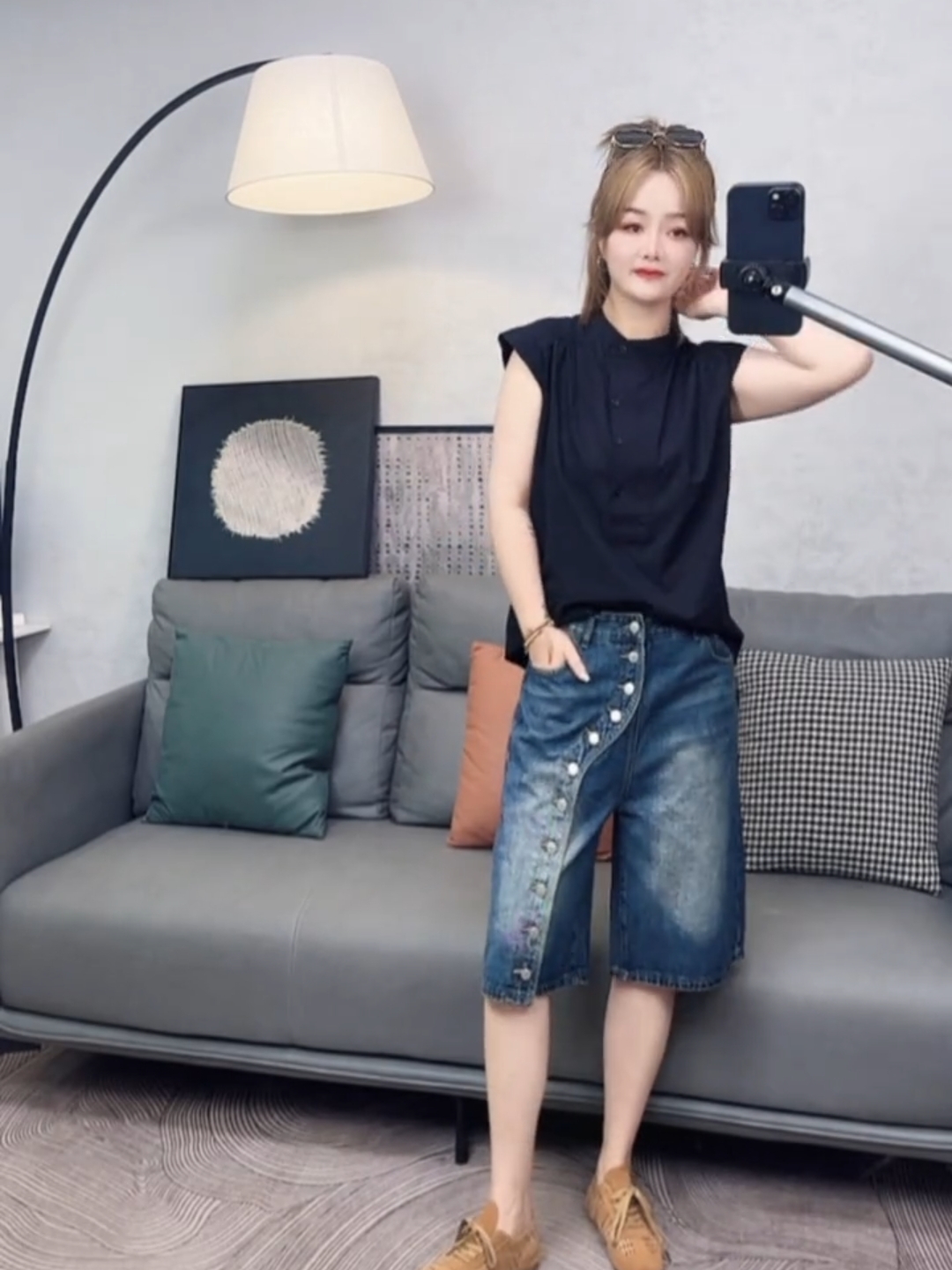 夏夏同款2025夏季休闲风法式极简风时尚风时尚牛仔显瘦纯欲风百搭