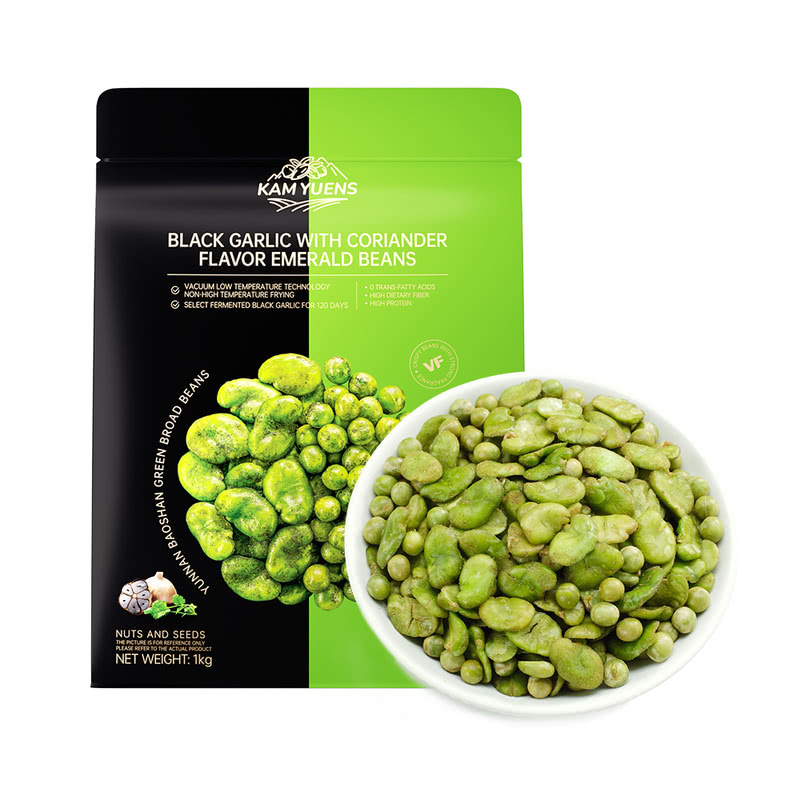 甘源 黑金蒜香菜味翡翠豆 1kg解馋小零食 休闲小吃