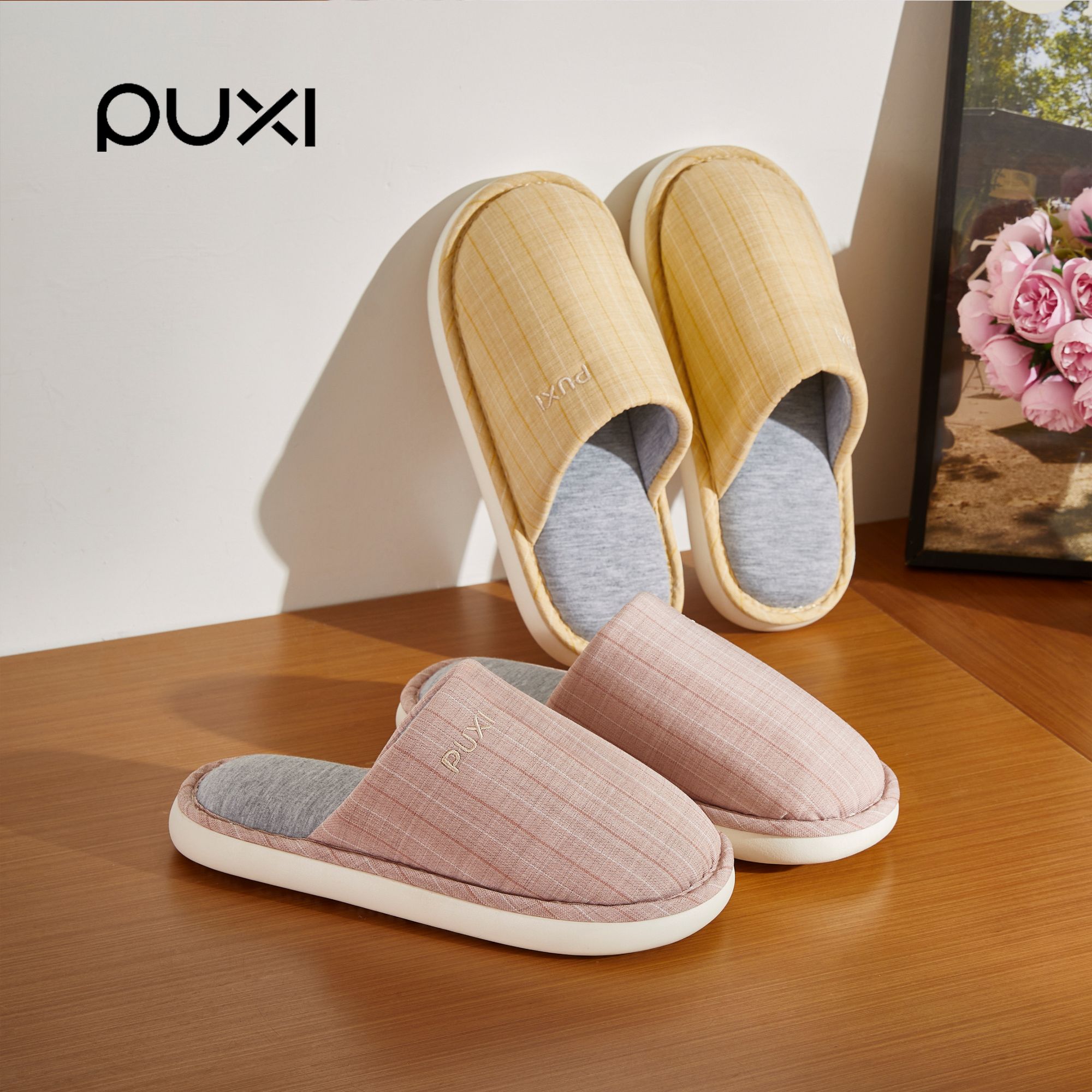 朴西秋冬新款简约休闲轻软居家防滑保暖软底拖情侣产后舒适棉拖鞋