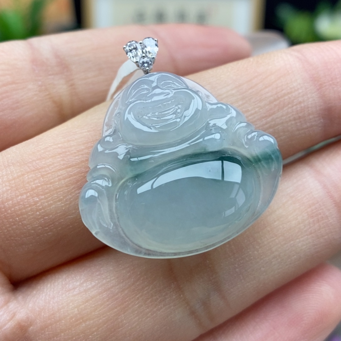 翡翠18K金镶嵌颈饰吊坠32