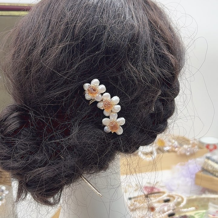 淡水珍珠发饰银S925镶嵌