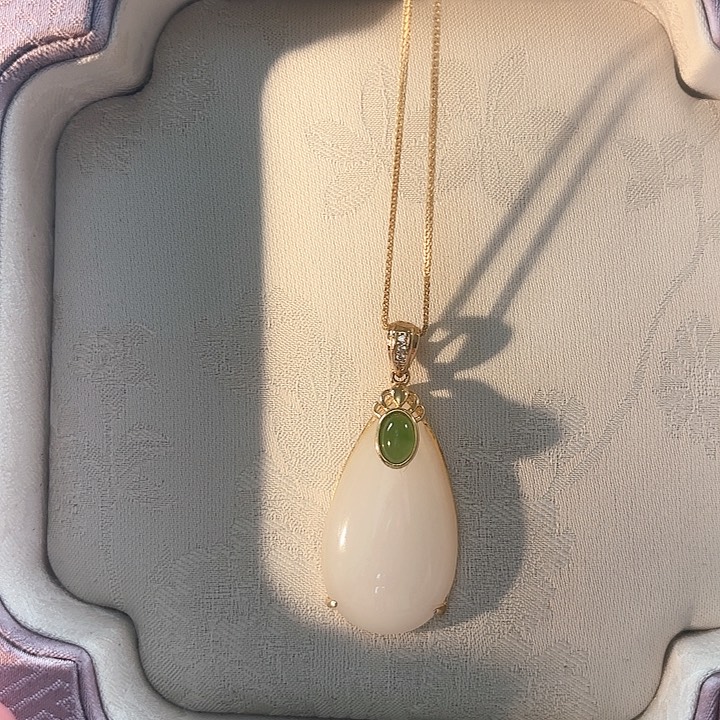 和田玉银S925镶嵌吊坠(不含链)