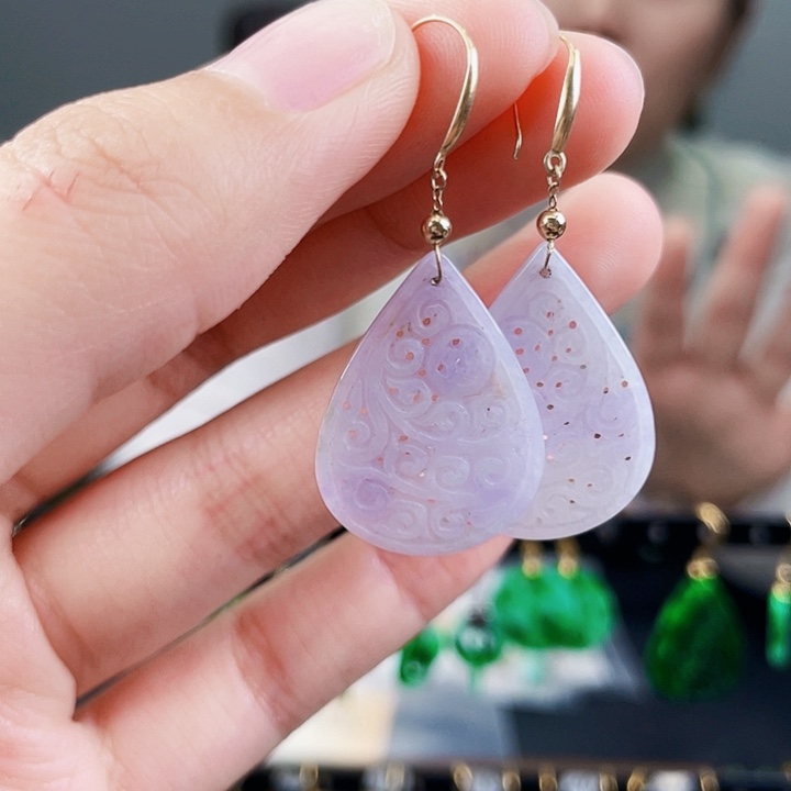 翡翠耳饰18K金镶嵌饰品