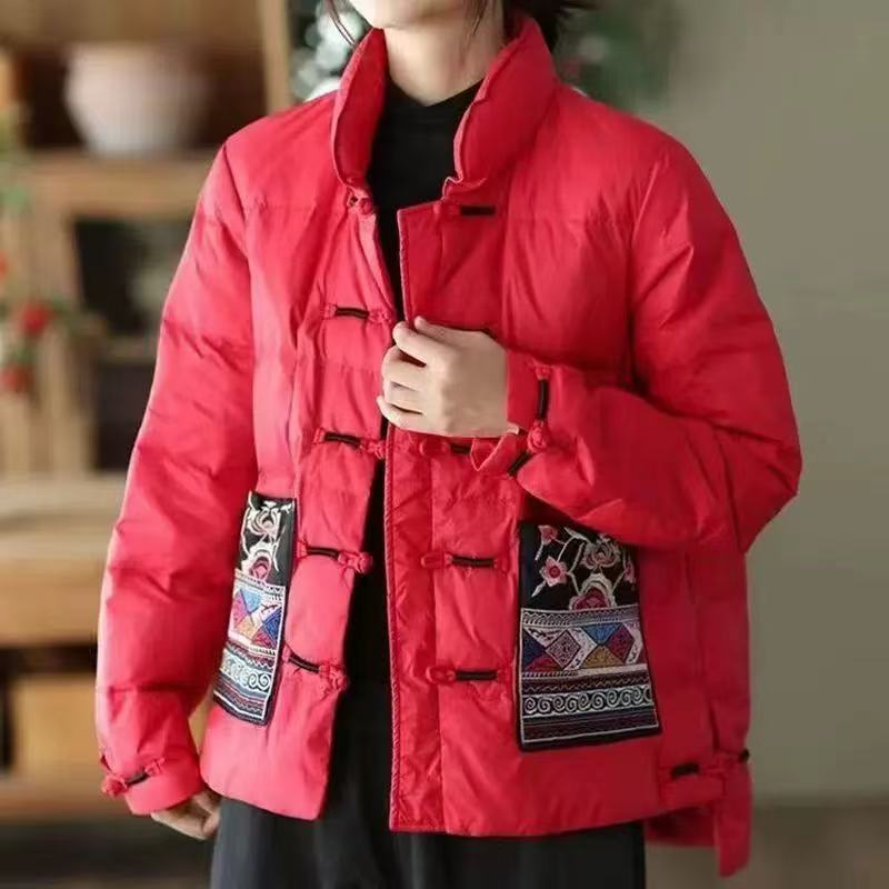 高端口袋刺绣羽绒服67A005