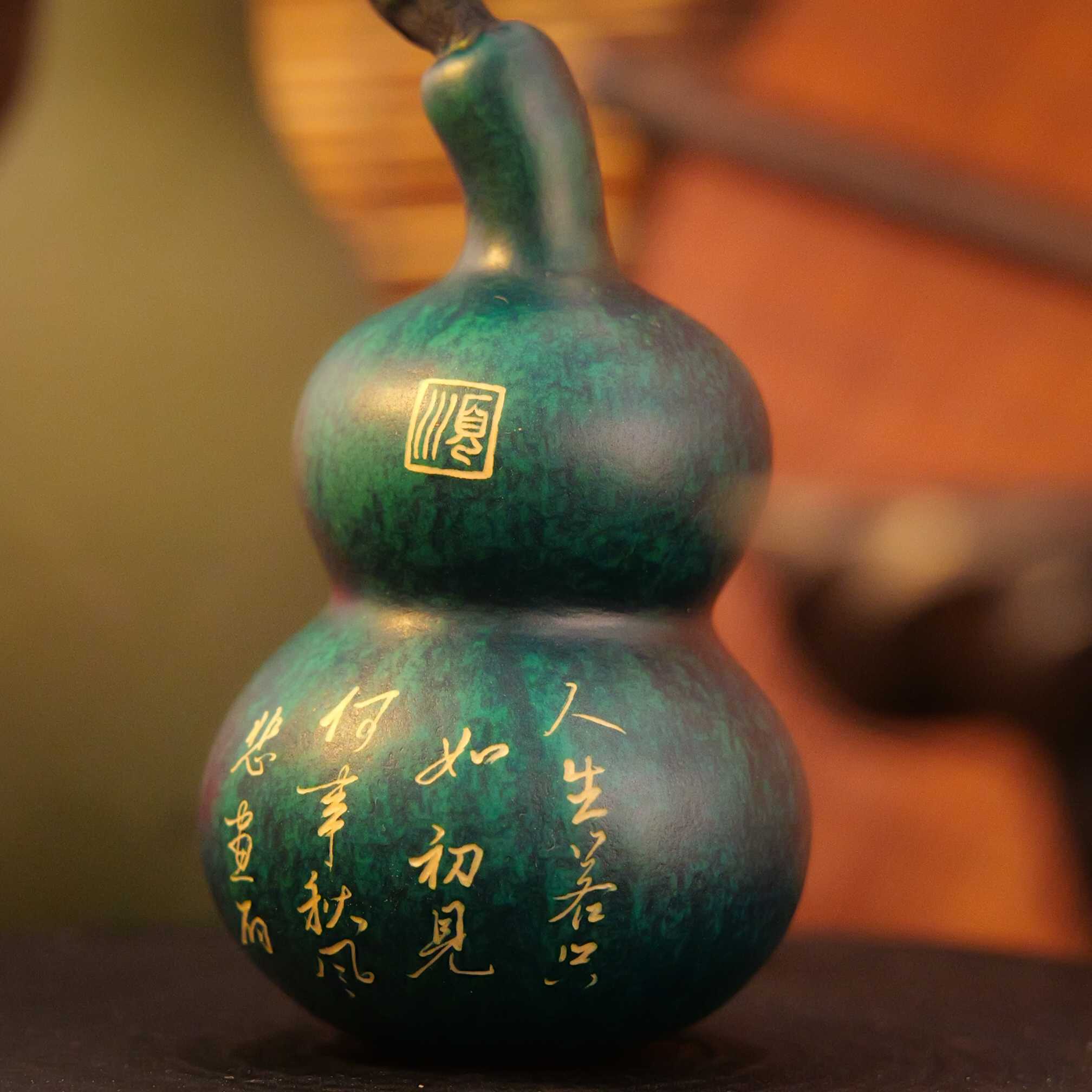 非遗大漆手工雕刻天然葫芦文玩福禄摆件天然葫芦