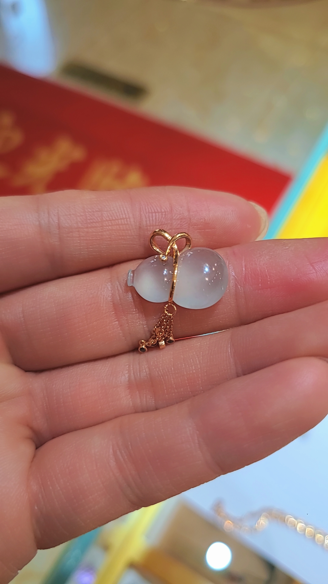 天然翡翠玉葫芦吊坠K金
