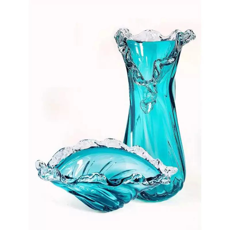 海洋之心手工琉璃花瓶琉璃果盘女王瓶轻奢创意高档摆设简约