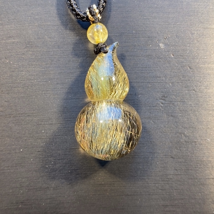 颈饰未镶嵌发晶金发晶顺发葫芦吊坠