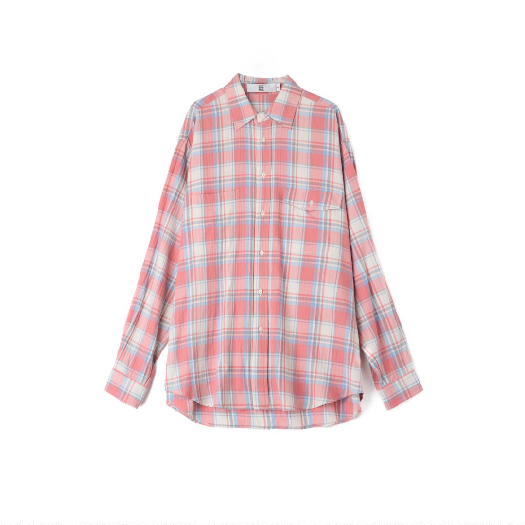 25春夏Dui Dao设计师品牌粉色柔软格纹长袖衬衣