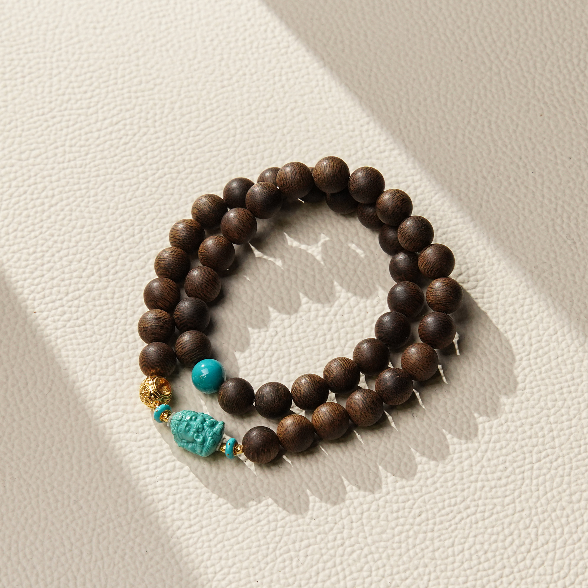 沉香柬埔寨菩萨奇0.8DIY18k绿松象神双圈（多样性发其一）CJD0006