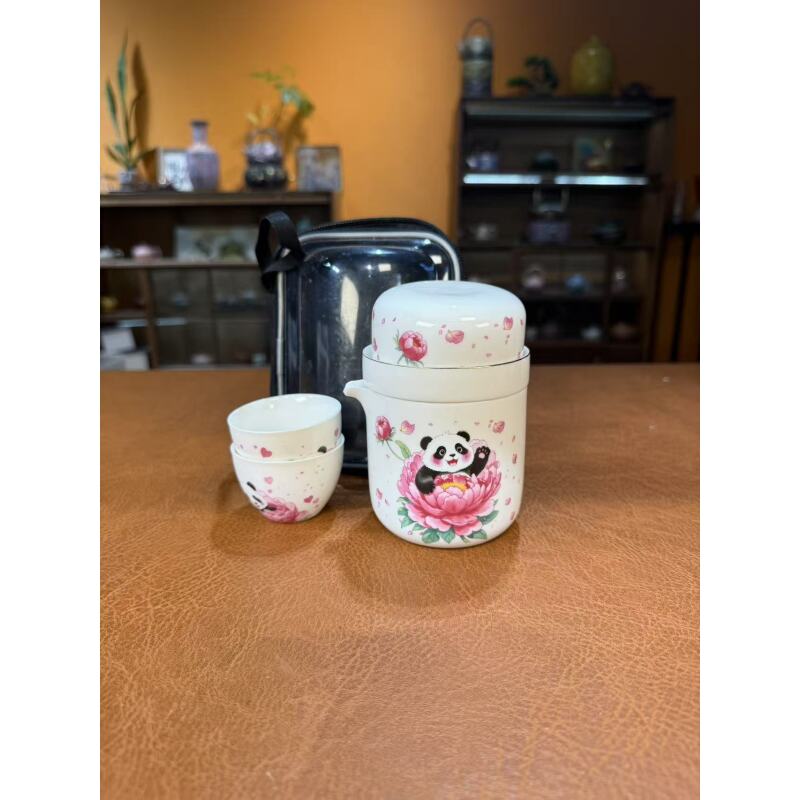 心名茶器 粉色-熊猫+2杯-旅行快客-5753（直播专享）