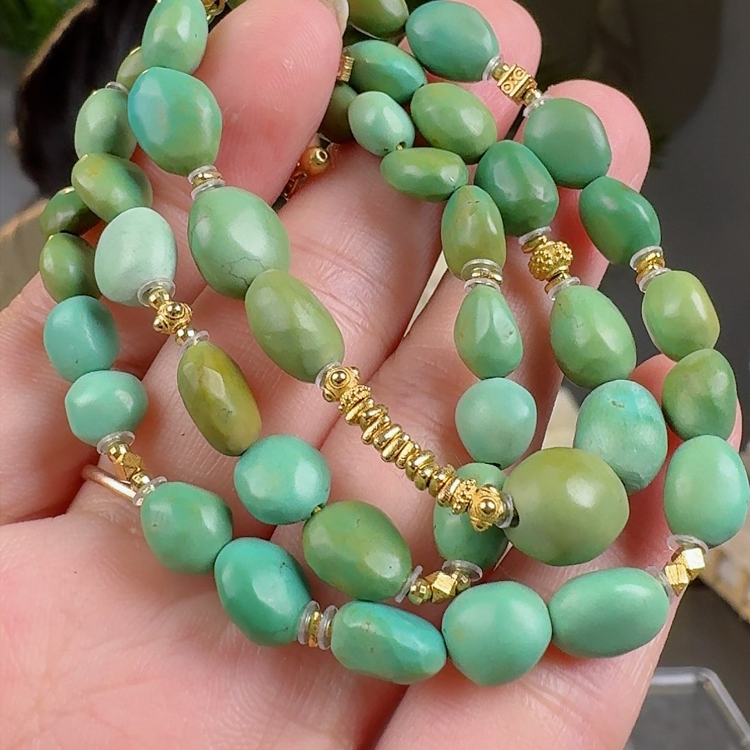 绿松石珠宝奇石18K金镶嵌