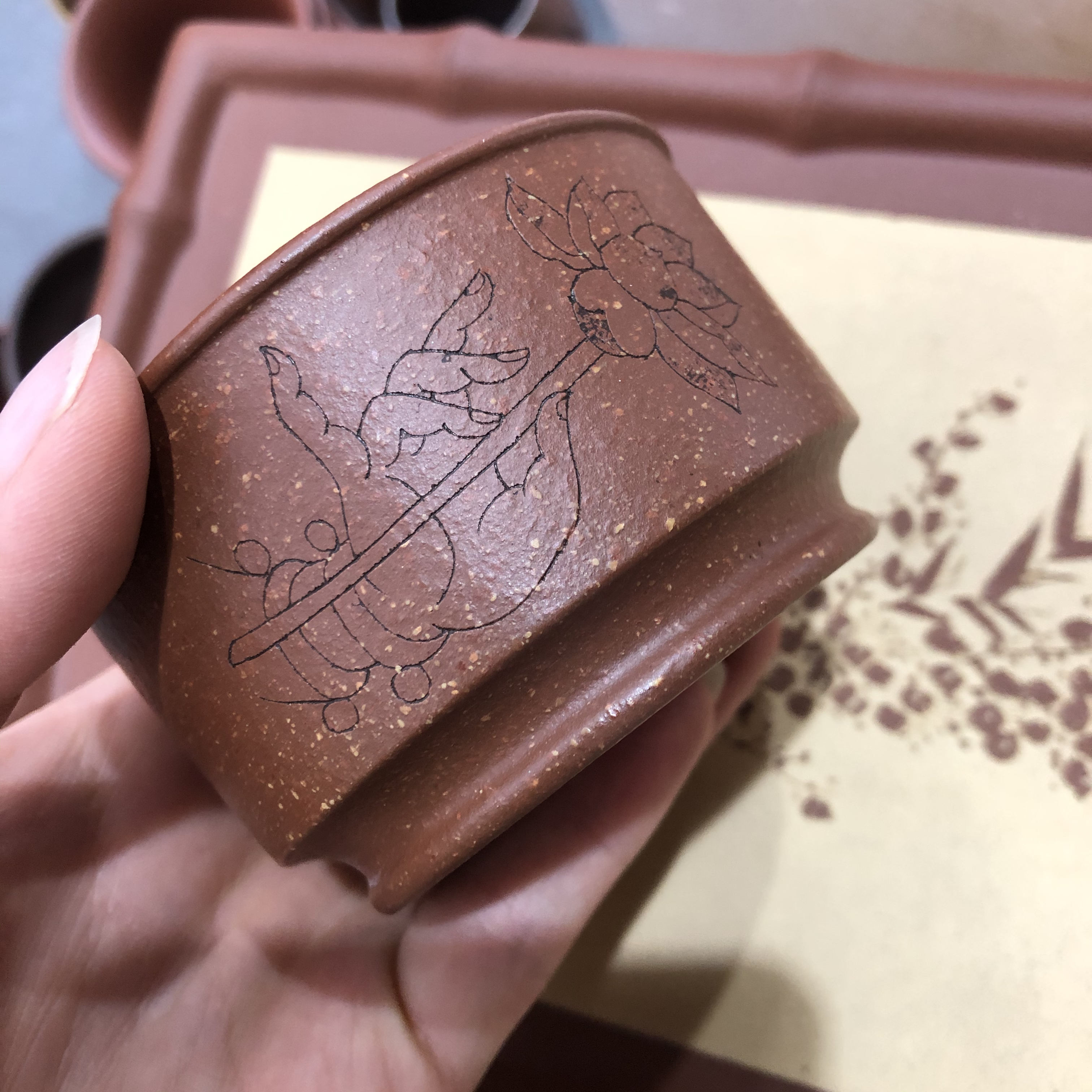 宜兴紫砂降坡泥品茗杯 情心 容量140cc左右