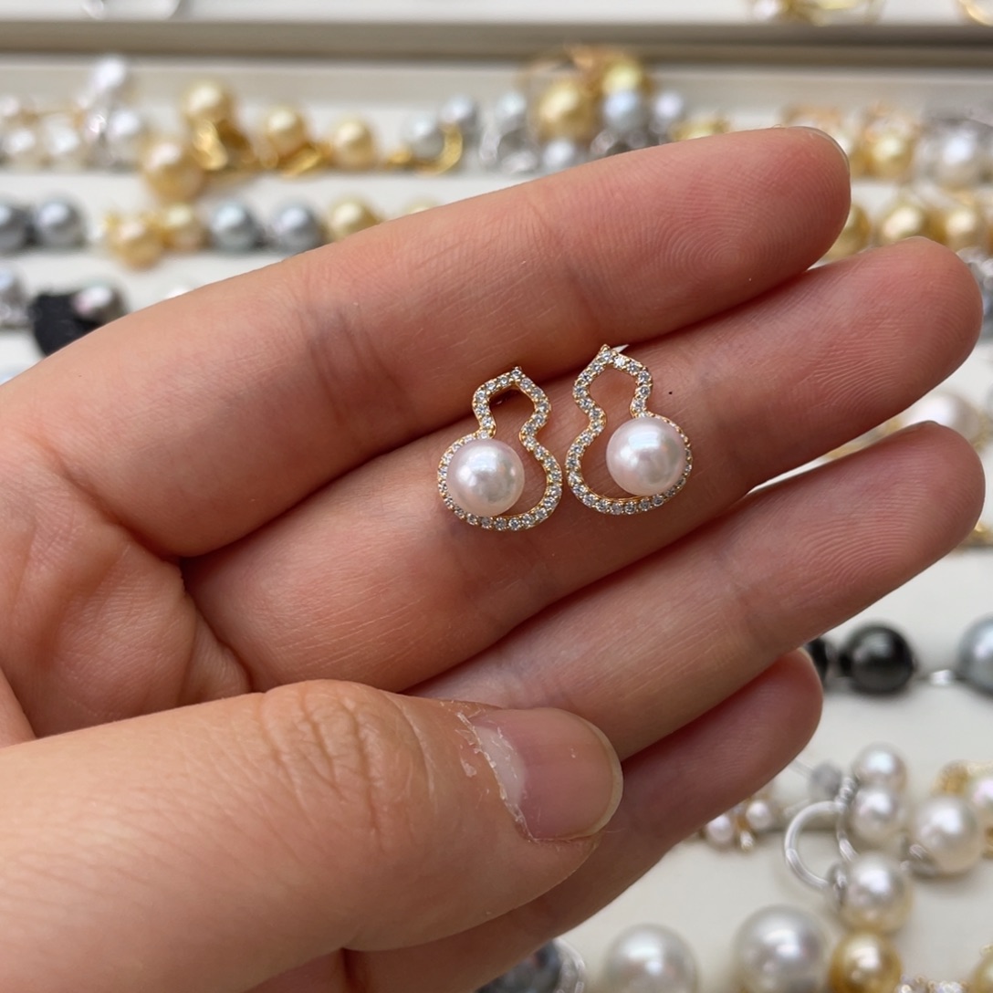 银S925镶嵌海水珍珠耳饰