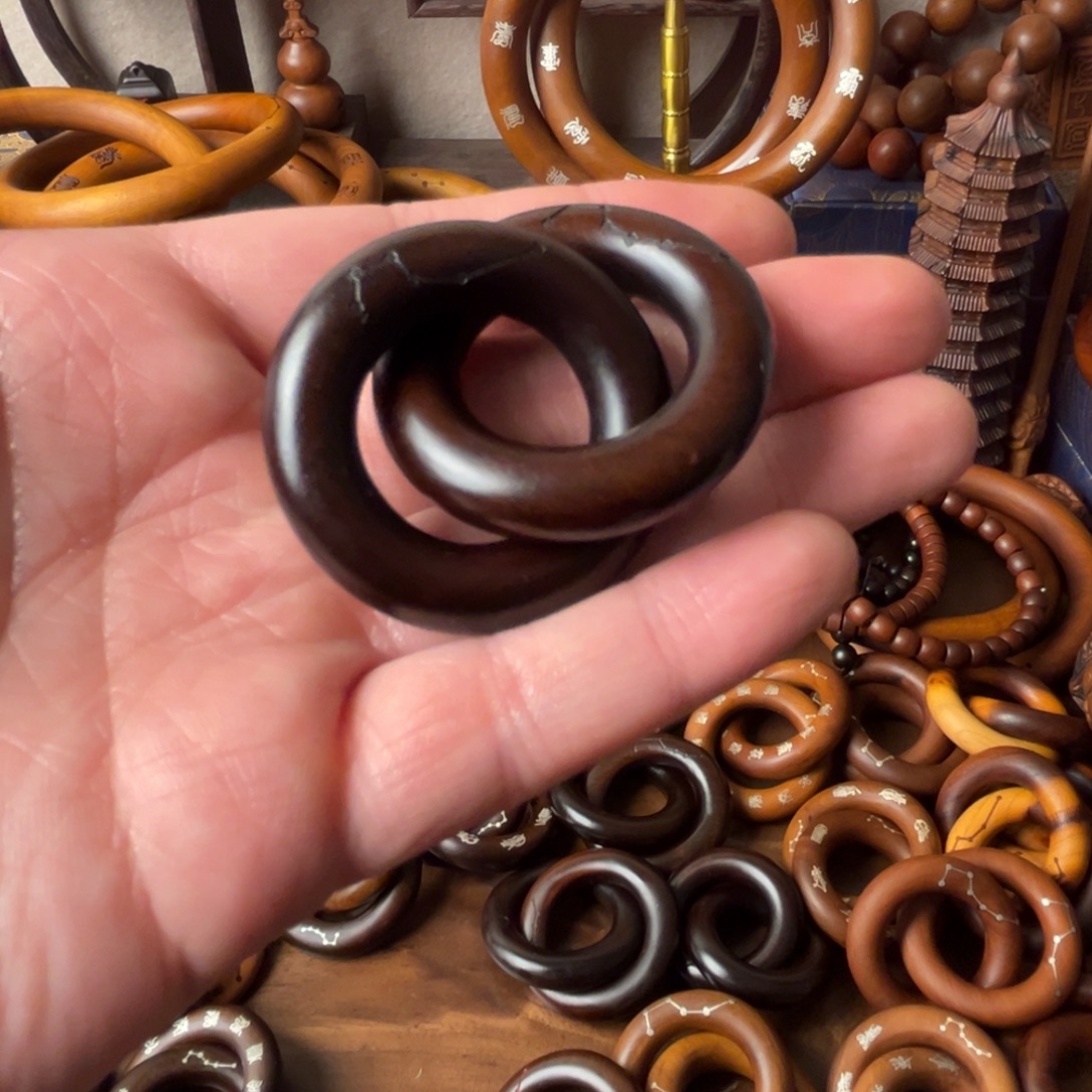 真***吗枣木老料玉化乾坤圈六七星2.5