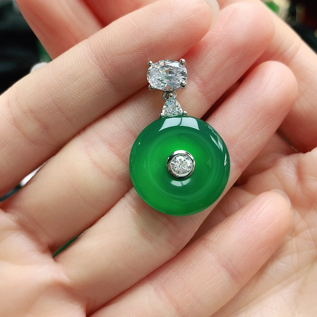 玛瑙/玉髓吊坠银S925镶嵌