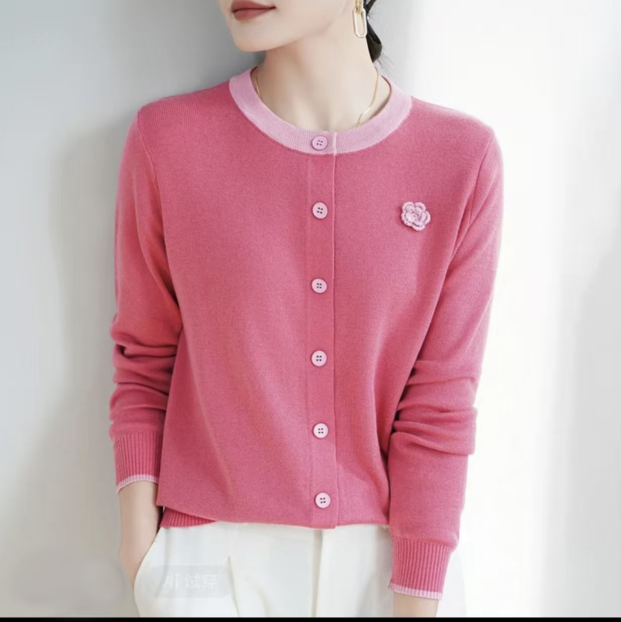 GD 【D25】新款小香风山茶花针织衫