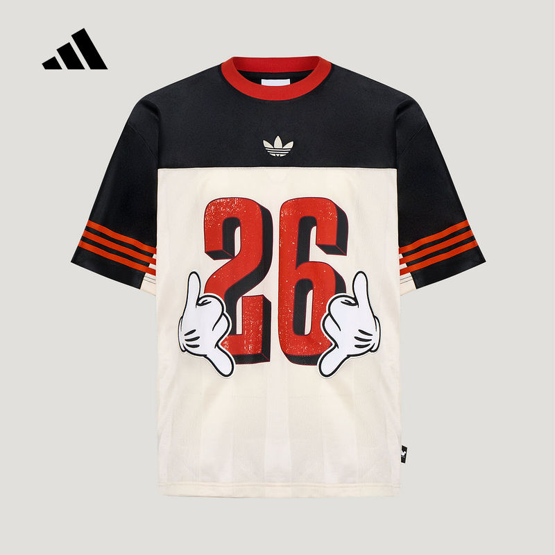 adidas/阿迪达斯联名款米奇足球衫男女运动短袖T恤 KU3104