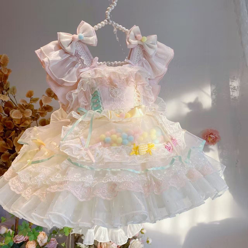 女童糖果洛丽塔公主裙儿童生日礼服甜美小礼服连衣裙重工蓬蓬裙