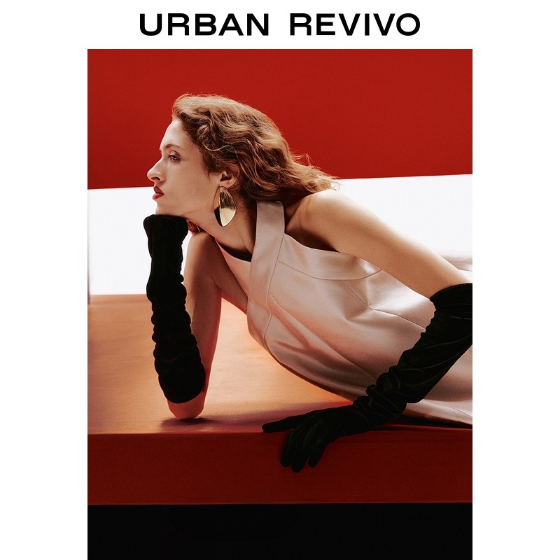 UR2026春季新款女装休闲优雅缎面蝴蝶结无袖连衣裙UWH760005