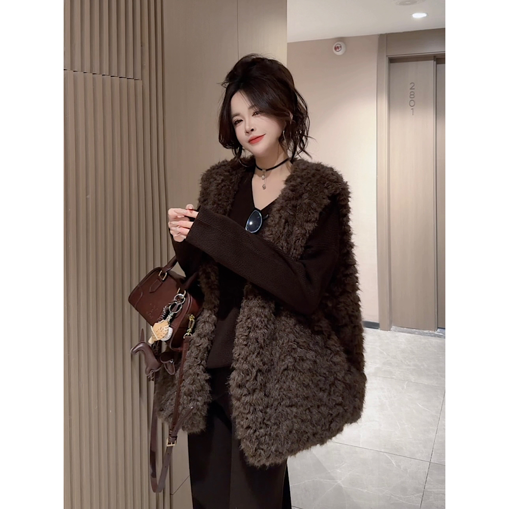 【钻石店铺优选】秋冬新款时尚百搭韩系慵懒风毛毛马甲外套女