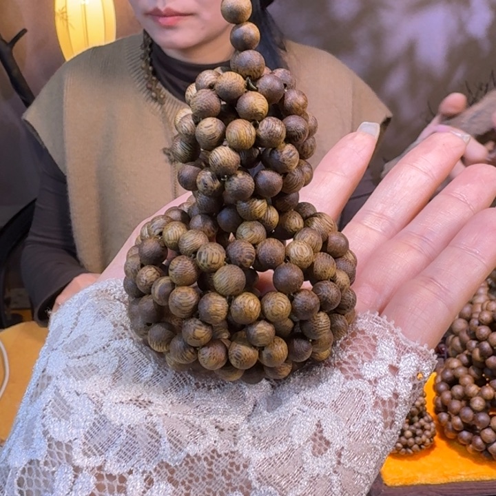 沉香摆件绿奇楠沉香圆珠葫芦摆件 18g