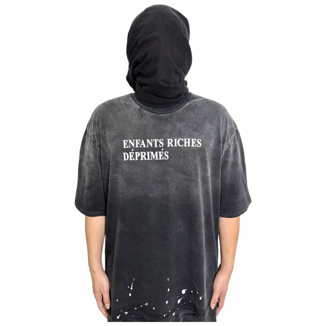 （CTS-109款）重磅洗水做旧手工破坏短袖 经典标语Logo口袋阴影限