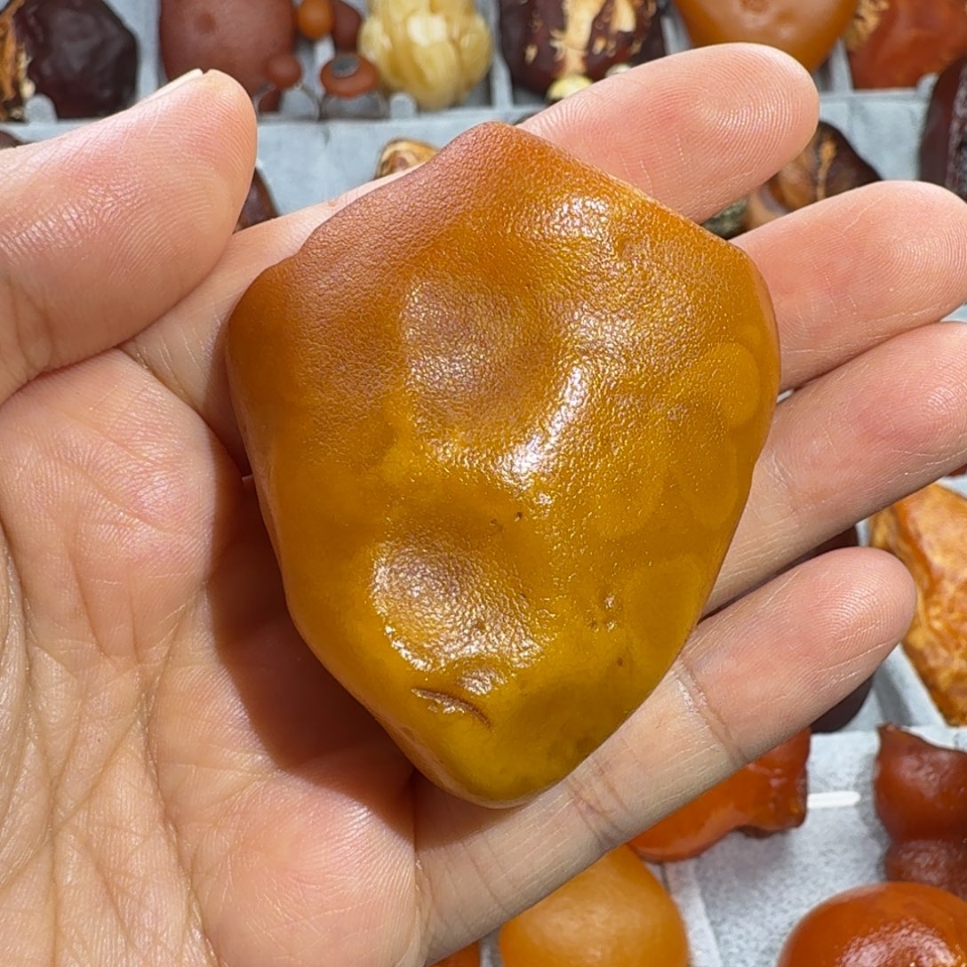 定制琥珀未镶嵌盾牌花蜡原石
