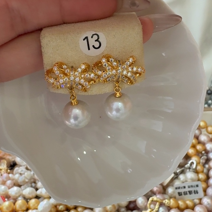 耳饰淡水珍珠银S925镶嵌30号