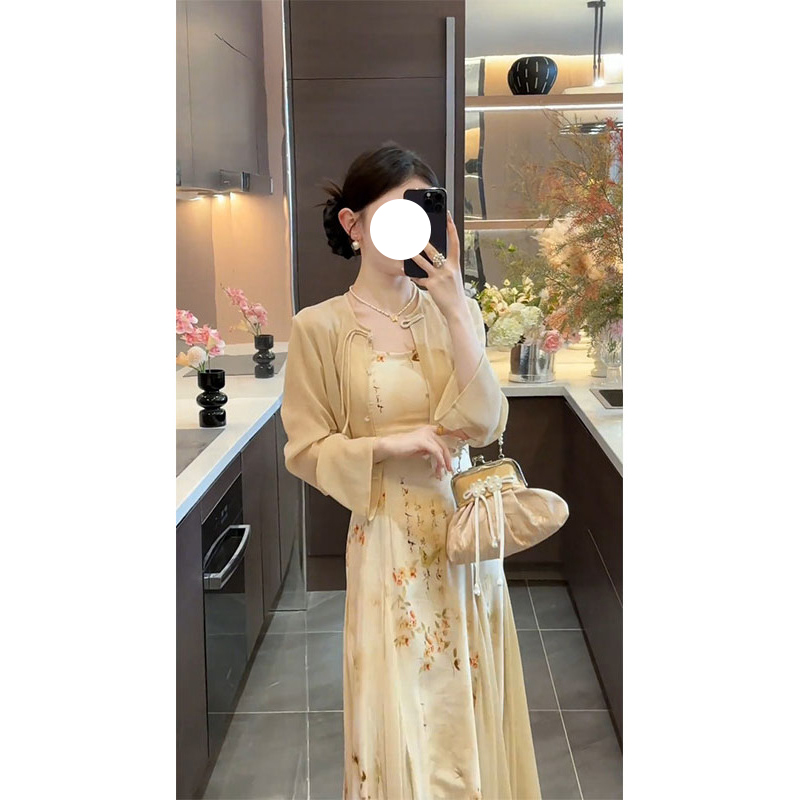 新中式优雅气质套装女2025夏季新款国风吊带连衣裙开衫两件套女装