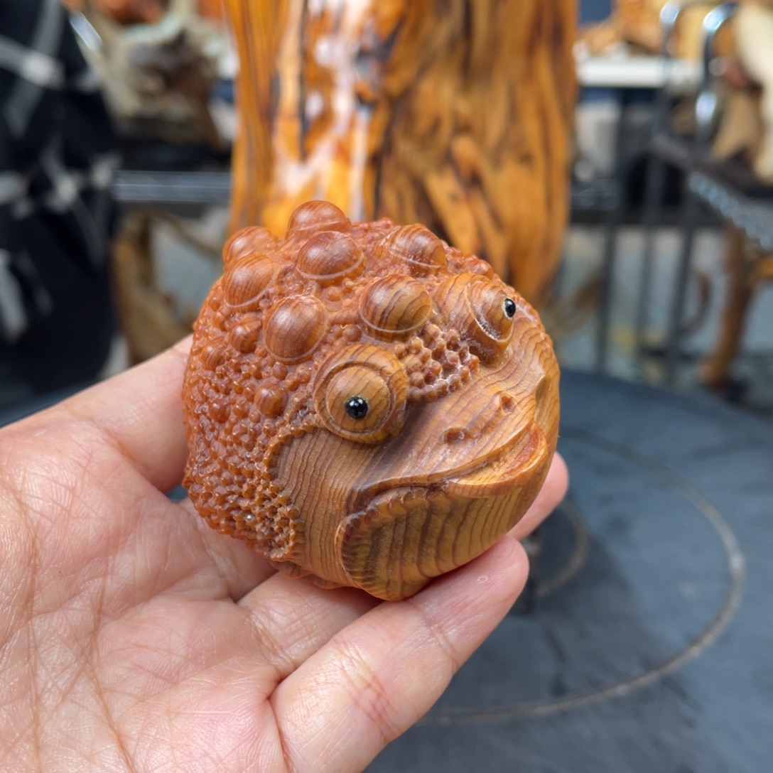 柏木（崖柏）手把件金蟾