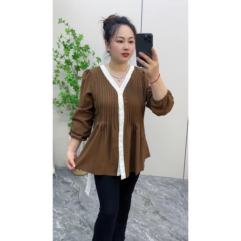 大码女装时尚休闲洋气小衫2025春秋新款遮肉显瘦胖mm衬衫