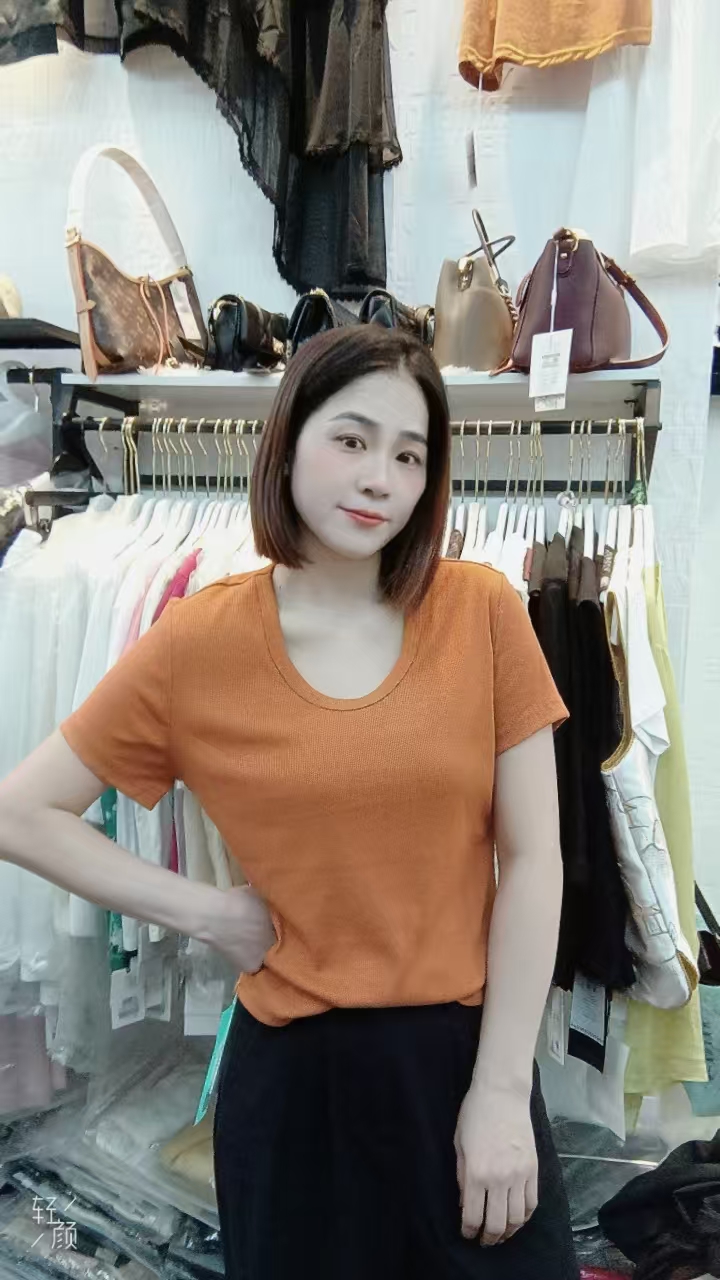 夏装新款休闲百搭女装圆领纯色简约短袖T恤