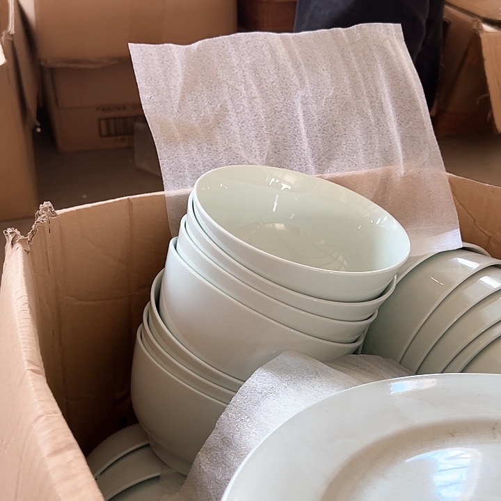 微瑕不退不换不补发 青玉直口6英寸面碗4只