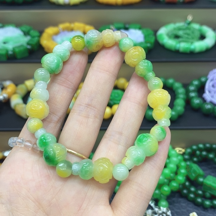 笑***光未镶嵌手链翡翠手链12