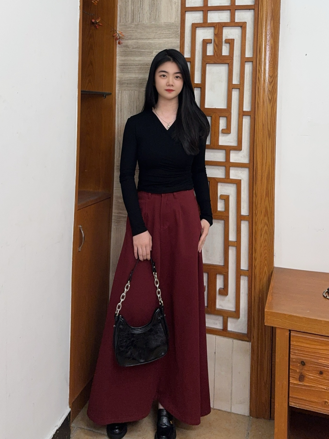 红色半身裙女装新款法式高级时尚洋气绝美a字裙长裙伞裙